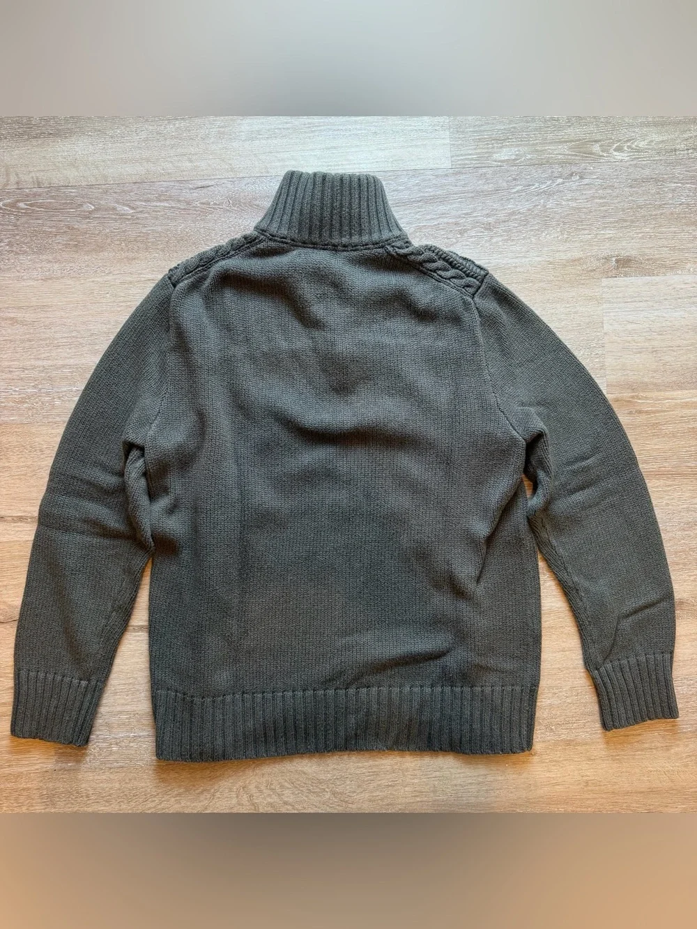 Banana Republic Gray Quarter Zip-Up Cable Yoke Sweater